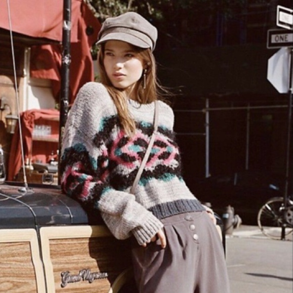 Free People Chunky Crop Sweater, multi, small
